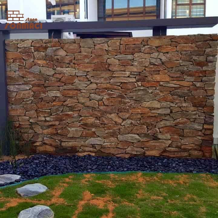 Rusty Quartz Fieldstone Exterior Wall Panels
