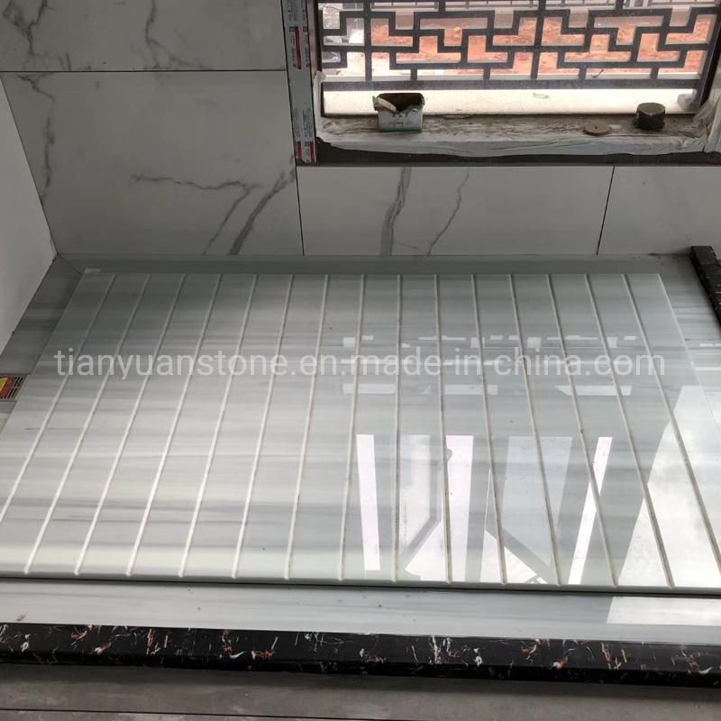 Artificial Marble Pure White Nano Glass 12mm Thickness Stairs