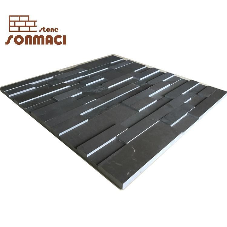 Outdoor Black Slate Cultured Stone Wall Cladding
