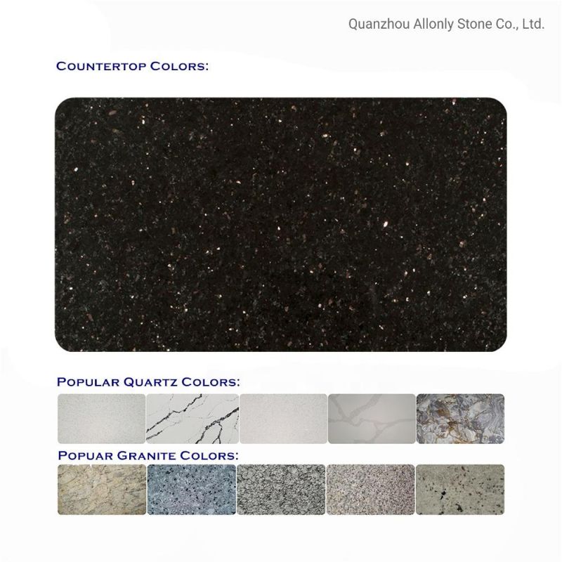 Prefab Wholesale Laminated Edge Black Galaxy Granite Kitchen Countertop