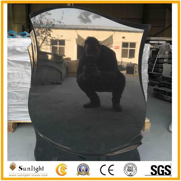 Natural Stone India/Shanxi Black Granite Tombstone Model 20 for Cremetery Garden