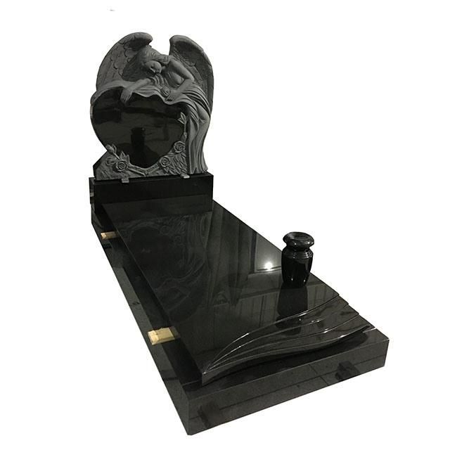 Western Style Weeping Angel Statue Headstone with Heart Shape