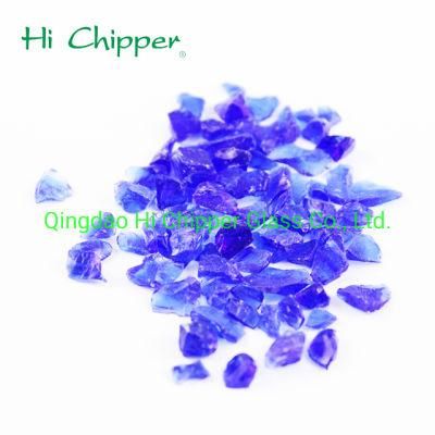 Blue Colored Crushed Landscaping Terrazzo Glass Chips for Garden Decoration