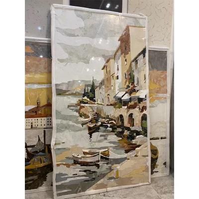 Stone Supplier Natural Marble Stone Water Jet TV Wall Marble Tiles Wall Panel for TV Tiles Marble Background Wall