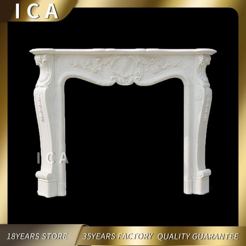 Hand Carved Indoor Usage Natural Marble Stone Fireplace