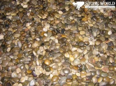 Mixed Colorful Natural Pebble Stone on Mesh for Indoor Decoration