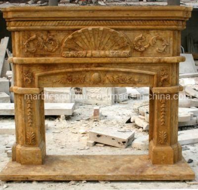 Natural Antique Calcium Stone Hand Carving Marble Fireplace (SY-MF333)