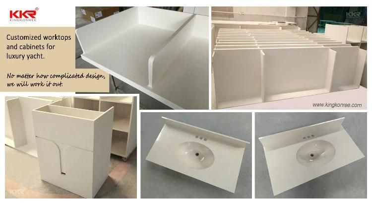 Ivory Solid Surface Acrylic Kitchen Counter Top with Sink