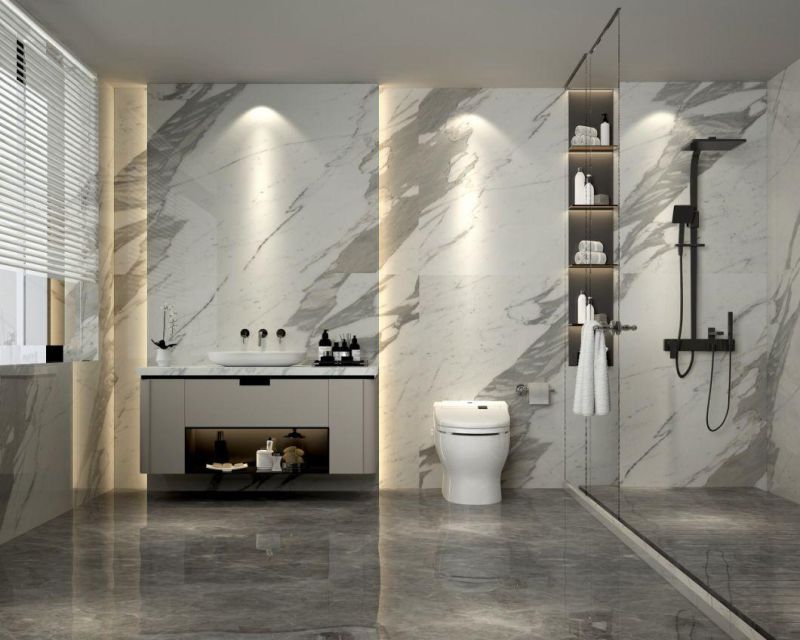 Whtie Calacatta Natural Italian Marble Table Background Flooring