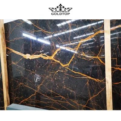 Chinese Natural Polished Golden Port Laurent Black and Golden Marble Slabs