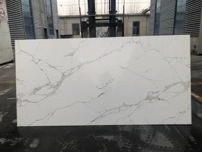Calacatta Quartz White Grey Veins Artificial Quartz Stone Slab Price for Kitchen Countertops Vanity Tops Worktop Quartz