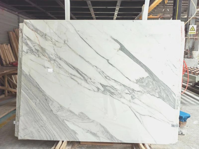 White Calacatta Slab Tile Wall Cadding Stair Step