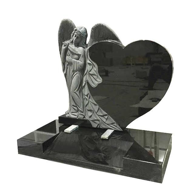 Indian Black Heart Design Tombstone with Angel Wing