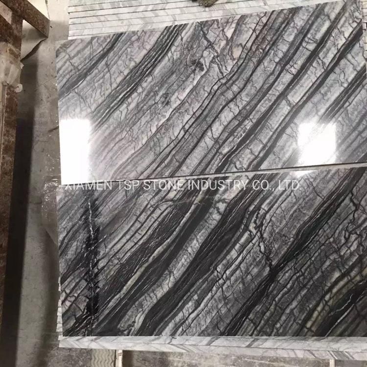 Zebra Black Wooden Vein Marble Tiles for Interior Floor Wall Decoration