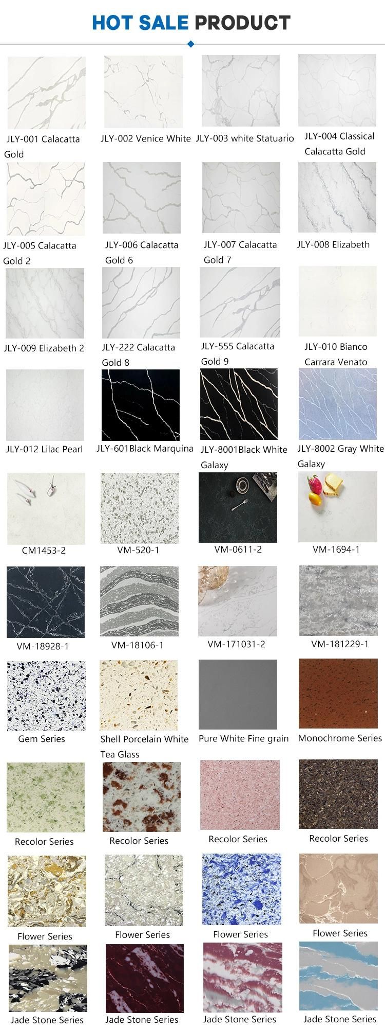 Quartz Slab with White Vien and Gloden Vien