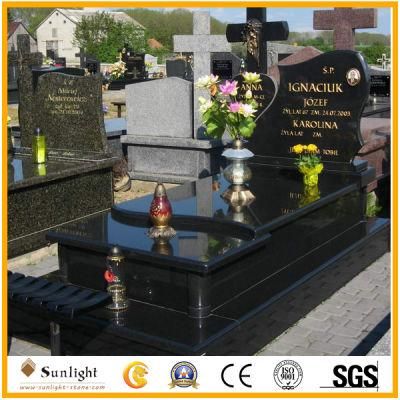 Poland Style Shanxi Black Granite Monument/Gravestone/Tombstone Black Slabs Full Set