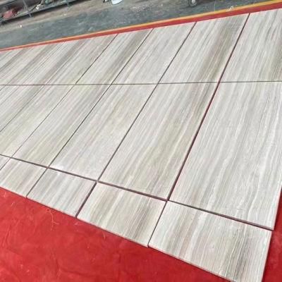 Customized Project White Wood Grain Marble Restaurant Wall Panels Covering