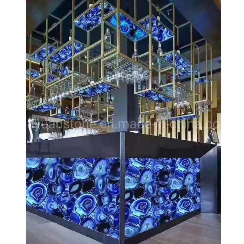 Hotsale Semi Precious Stone Blue Agate Backlit Slab