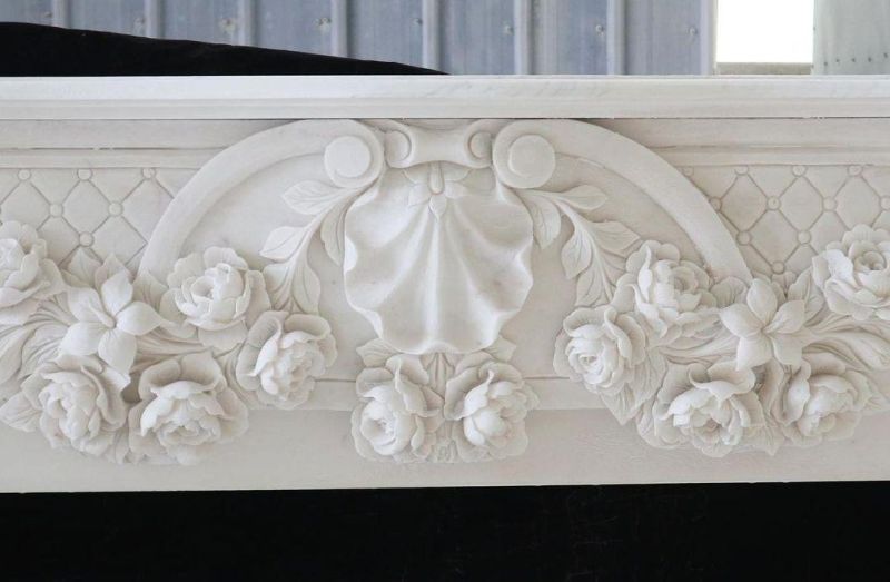Freestanding Luxury White Marble Fireplace Surround Mantel Natural Stone Fireplace