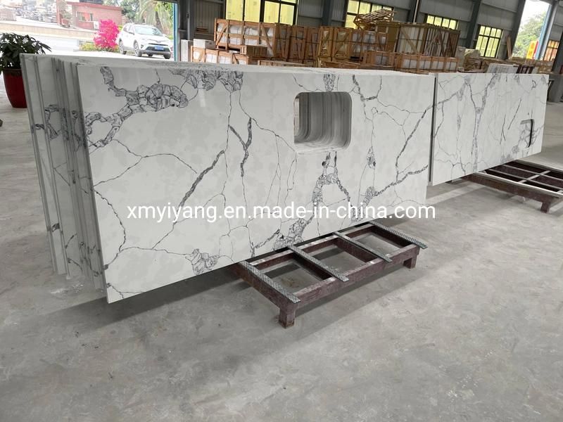 Marble Look Calacatta White Artificial Stone Quartz Slabs for Countertop/Vanitytop