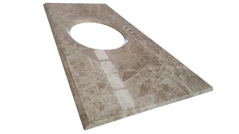 Light Emperador Marble Vanity Top with Sink