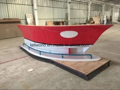 Red Color Boat Shape Reception Desk for Office