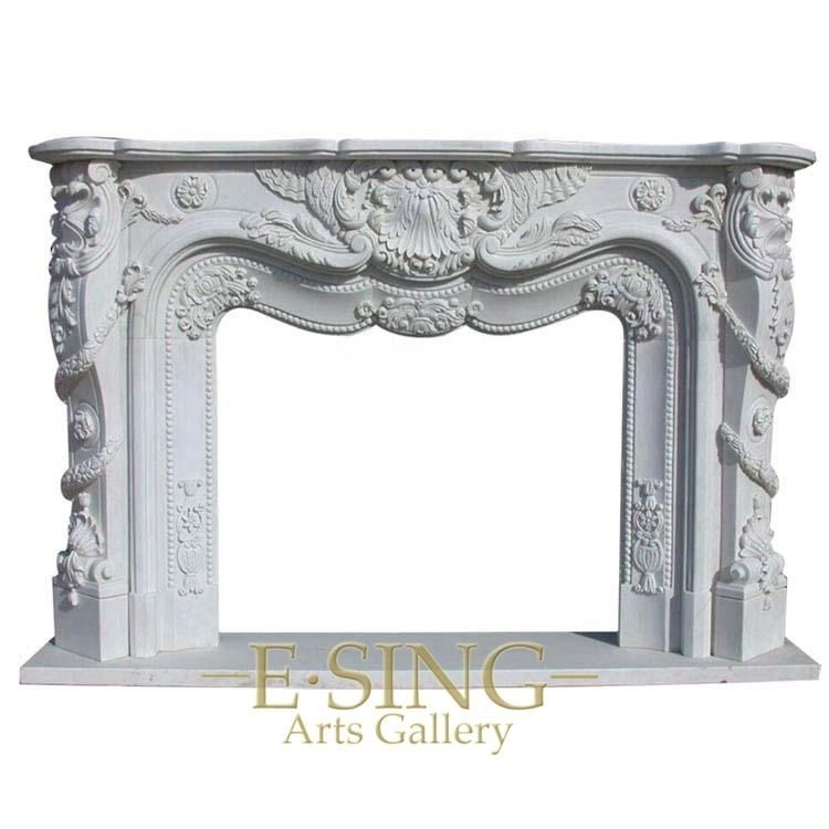 Hand Carving Customize Fireplace Natural White Marble Fireplace Mantel