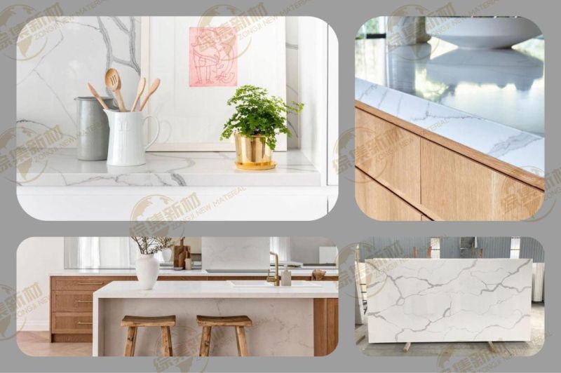 Artificial Stone Calacatta White Quartz Stone Slab Countertop Quartz Vinyl Tiles Table Top