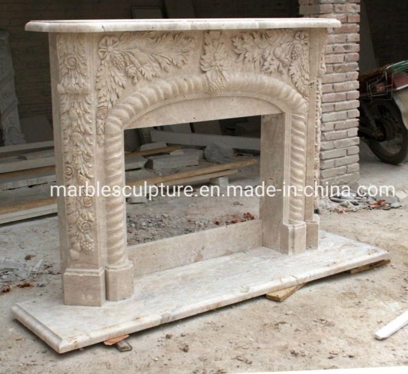 Classic Home Decoration Stone Sculpture Small Marble Fireplace (SYMF-030)