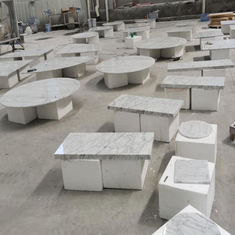Beautiful White Stone Bianco Carrara Marble Worktops Dining Table Top
