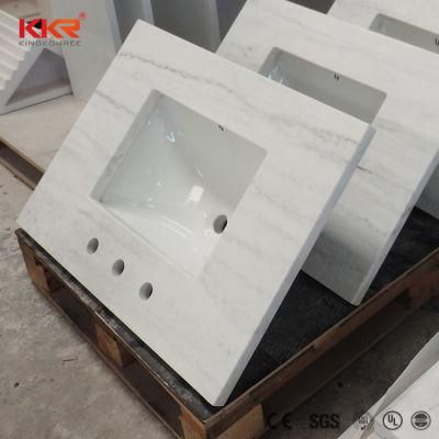 Seamless Joint Artificial Marble Corian Vanity Tops with Solid Surface Sink