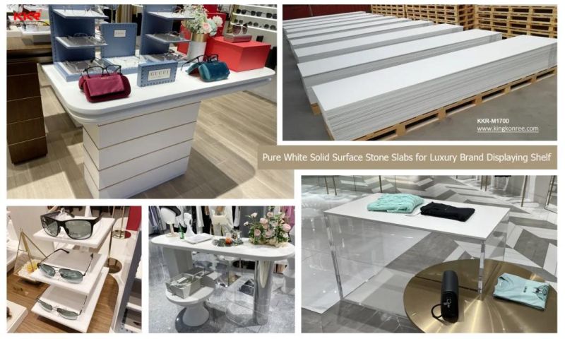 Kingkonree Customized Counter Top Marble Solid Surface Sheet for Bathroom/ Kitchen Countertop Vanity Top