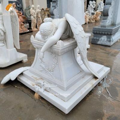 Cemetery Natural Stone Hand Carved Life Size Famous Marble Statue Angel Sculpture