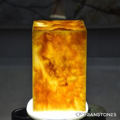 Translucent Yellow Alabaster Stone Wall Panel Acrylic for Lighting Box Decorative Resin Panel