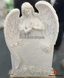 White Marble Stone Praying Angel Headstone Lady Monument