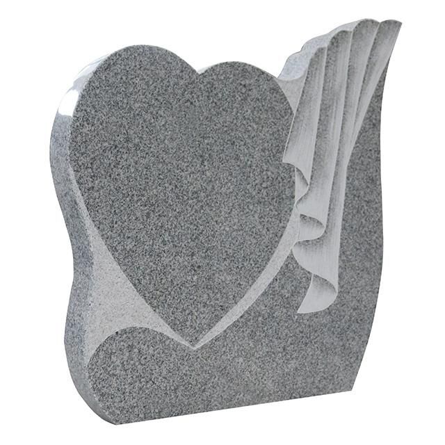 Fujian Manufacturer Customized Beautiful Heart Shape Headstone with Wing Carving