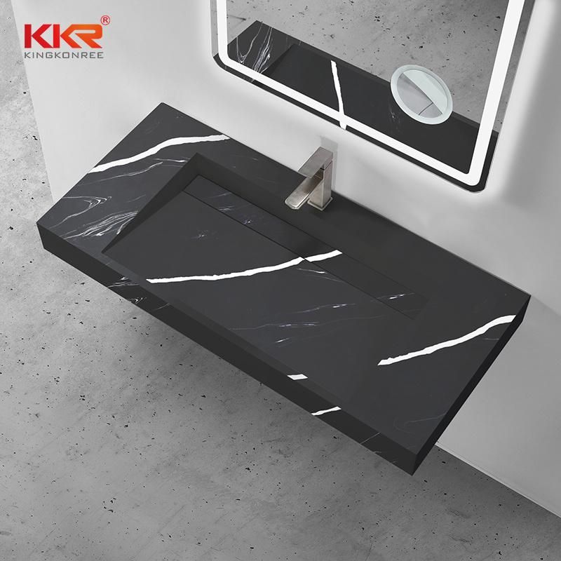 Custom Textured Marble Vanity Sink Wall Hung Basin Bathroom Vanity Washbasin for Hotel Project