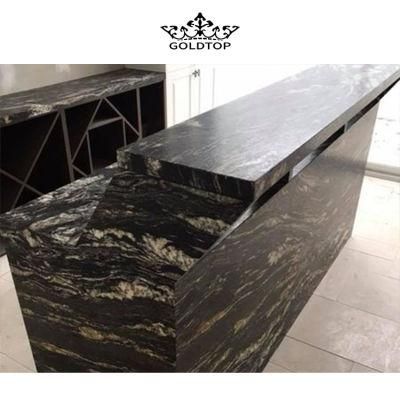 Natural Stone Polished Indoor Decoration Cosmic Gold Slab Black Granite Countertop
