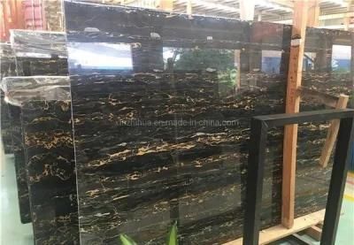 Italian Nero Portoro Extra Slabs for Interior/Exterior Decoration/Flooring/Wall Tile Marble