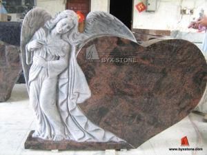 Aurora Granite Angel Design Tombstone/Headstone with Heart