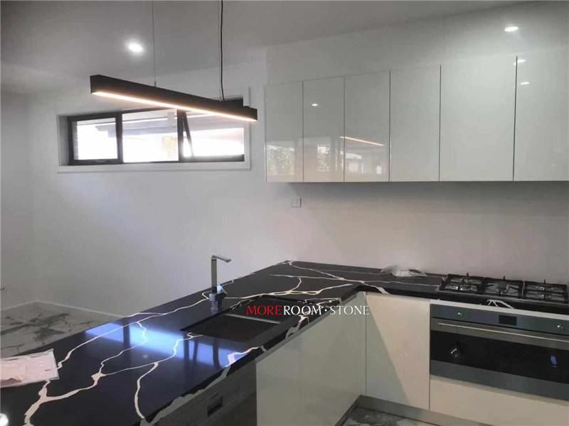 Kitchen Counter Top Engineered Stone Big Slab Black and White Marble Quartz
