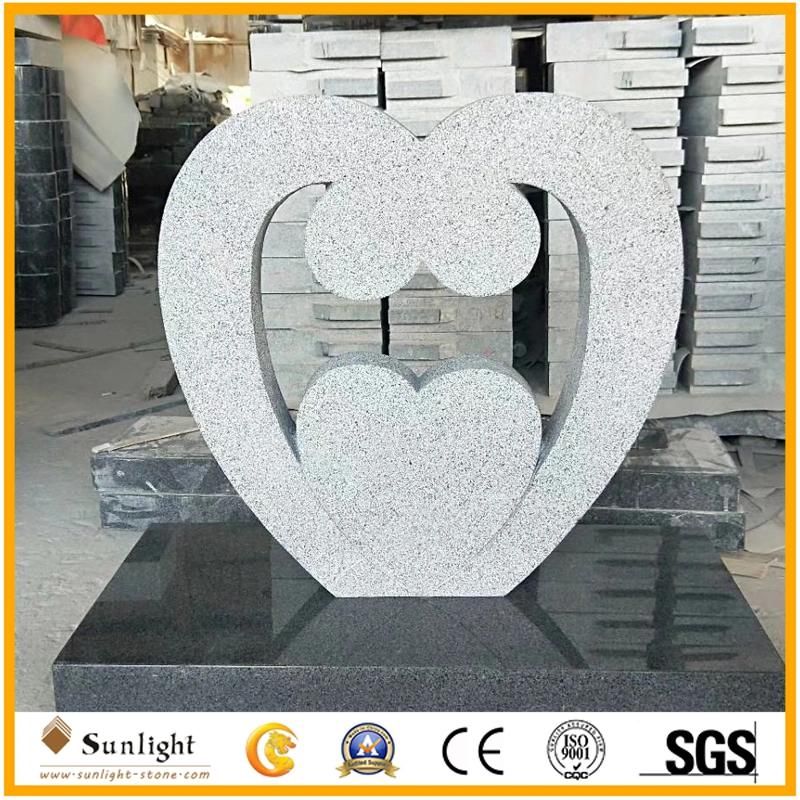 G654 Dark Grey Granite Monument with Rose Flower Design Tombstone Carved Headstone