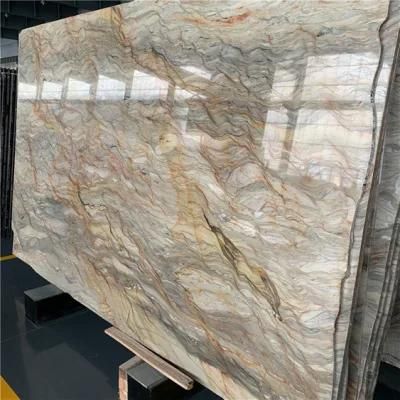 Jumbo Slab Luxury Stone Kitchen Countertop Benchtop Silk Road Golden Granite
