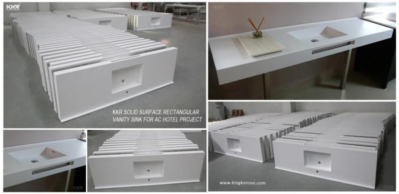Customized Marble Textured Solid Surface Stone Bathroom Vanity Tops for Projects