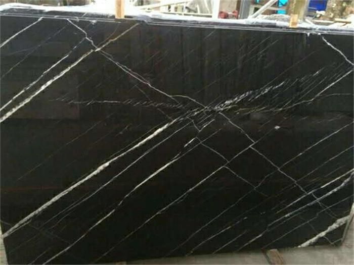 China Factory Nero Marquina Black Marble Slab for Countertop / Vanity