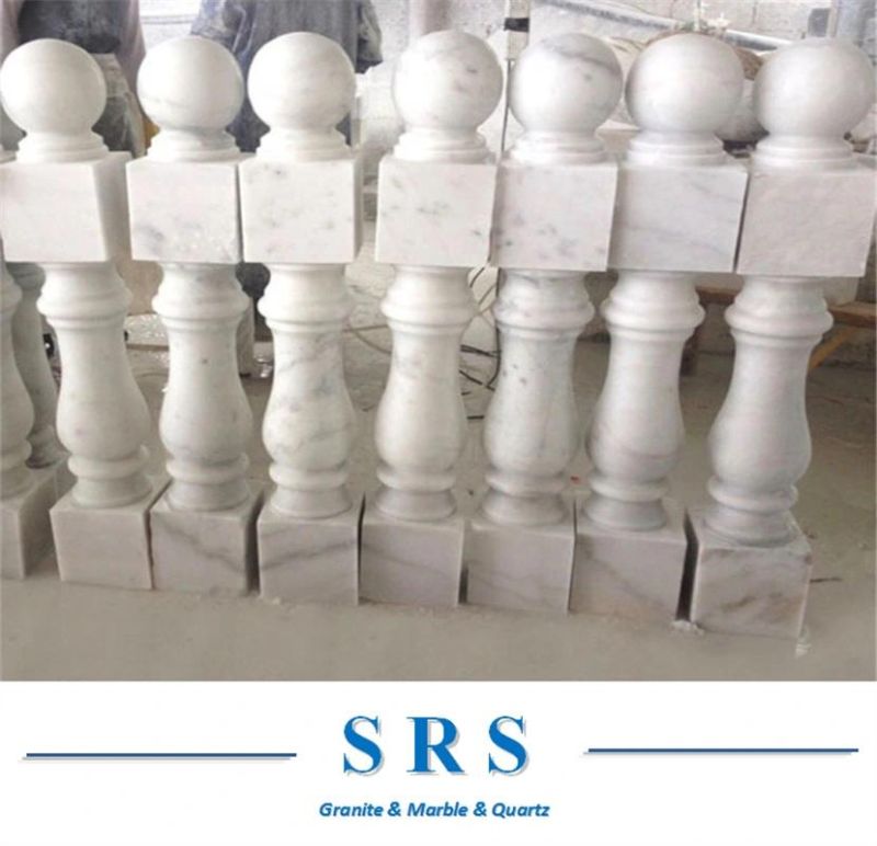 Natural Stone White Beige Marble Handrail Indoor Balusters Stairs for Villa