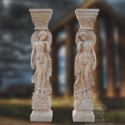 Hand Carved Sculpture Marble Column for Decoration