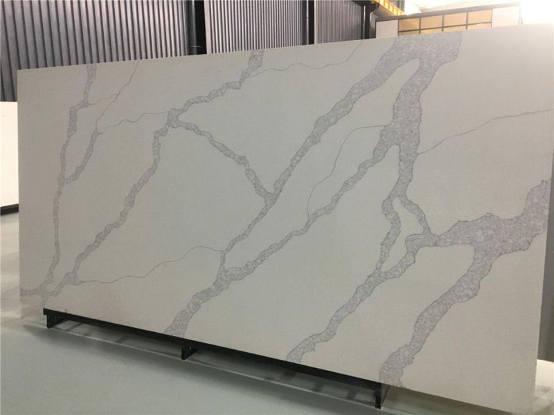 Popular Pure White and Big Vein Artificial Quartz Stone White Calacatta Quartz