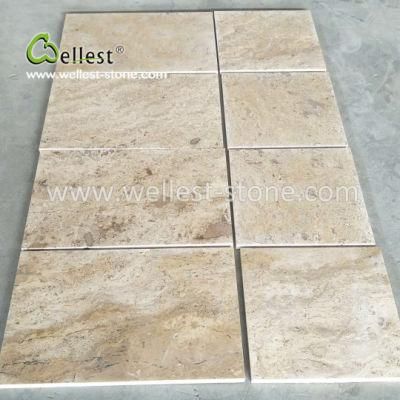 Beige Yellow Antique Travertine Flooring Tiles for Swimming Pool Paving
