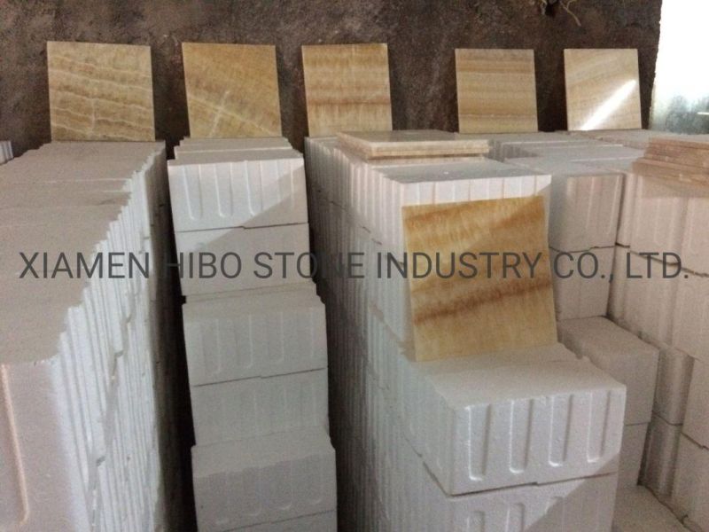 Natural Stone Beige Honey Onyx Polished 12X12 Wall and Floor Tile